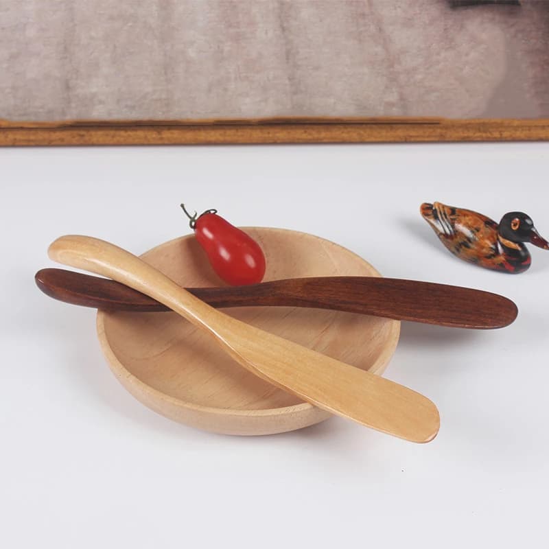 Japanese Solid Wood Jam Knife Natural Bread Cake Knife Smooth Multifunctional Butter Knife Wooden Tableware Kitchen Tools