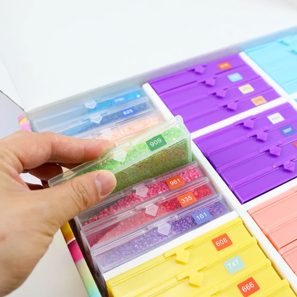 1 Set Random Color Diamond Painting Tool Tray Kits Drill Box Dividing Diamond Embroidery Art Beading Plates Cross Stitch Storge