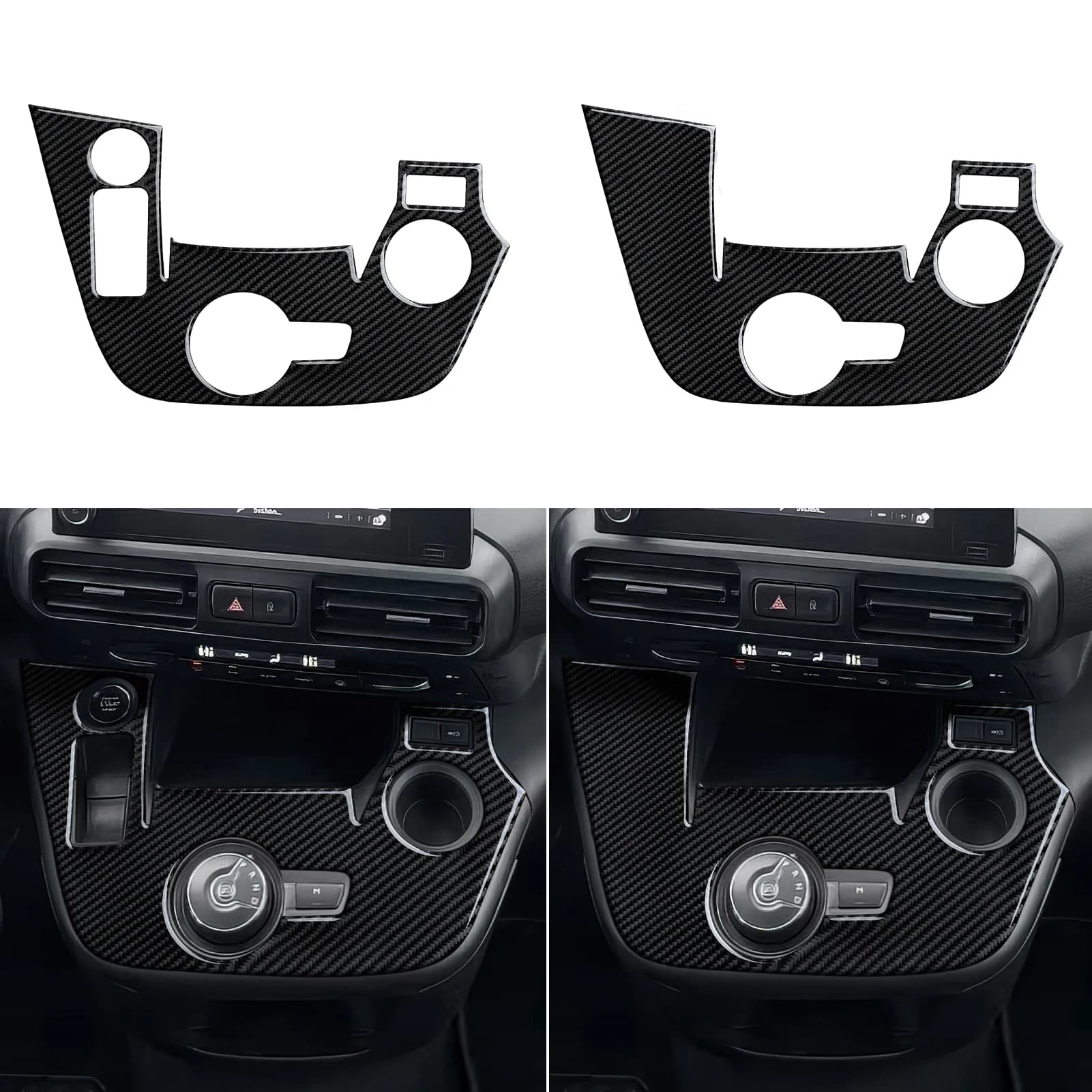 Adesivo in Fibra di Carbonio per Interni Auto. Pannello del Cambio per Console Centrale. Per Fiat Doblo II. Citroen Berlingo. Peugeot Partner Rifter.