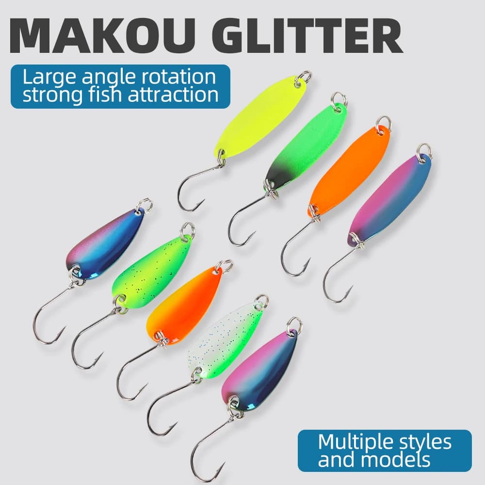10 pcs/set trout spoon booster set metal fishing bait mixed colors freshwater fishing equipment with multi-color long-cass storage box