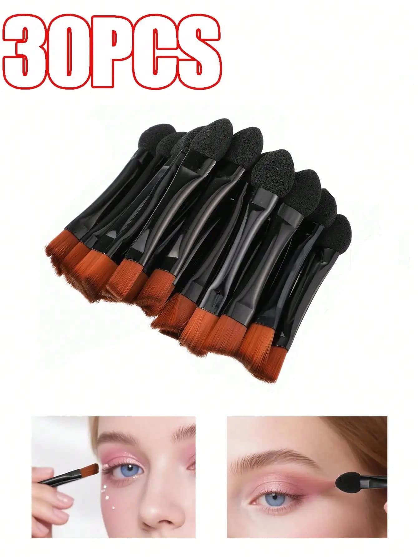 Applicatore per ombretto usa e getta a doppia faccia da 30 pezzi/10 pezzi/2 pezzi con testa in morbida spugna, pennello per ombretto, pennello per correttore, strumento per il trucco portatile da viaggio