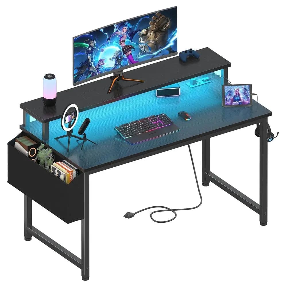 32 Inch Small Computer Desk with Monitor Stand, Simple Office Desk with Headphone Hook for Small Spaces, Kids Study Writing Tab