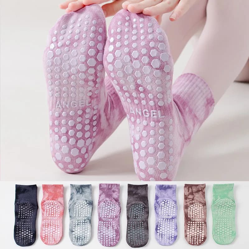 Socks from Pilates for Women in Cotton Tie-Dye with Grip in Silicone Anti-slip for Yoga