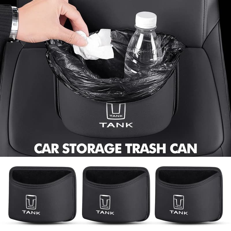 Car Door Storage Box PU Leather Seat Back Hanging Trash Can Bin For TANK Great Wall GWM WEY 2021 New 300 500