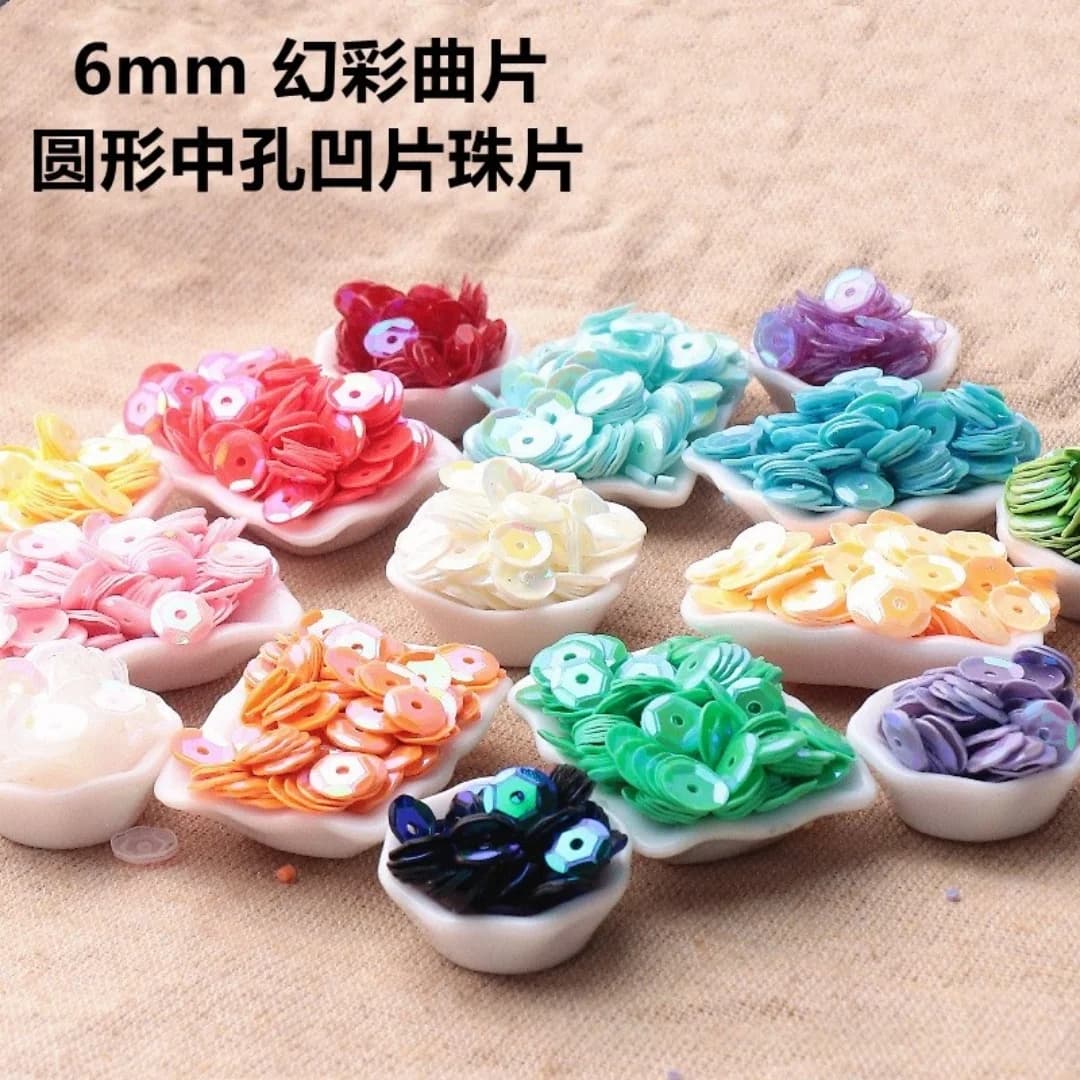 1000 pezzi di paillettes iridescenti AB da 6 mm, pezzi curvi, pezzi concavi circolari, pezzi di perline, accessori per abbigliamento fai da te cuciti a mano