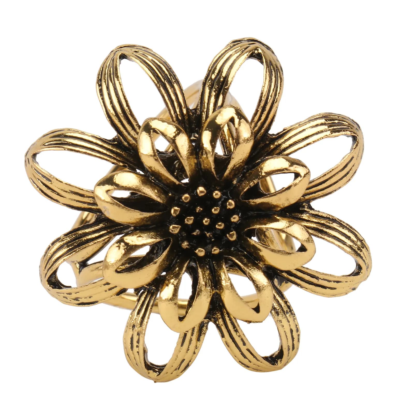 Elegante Fermaglio per Sciarpa a 3 Anelli in Lega Dorata con Design Floreale, Anello per Sciarpa da Donna, Chiusura Vintage per Sciarpa, Regalo per Matrimoni, Banchetti e Feste