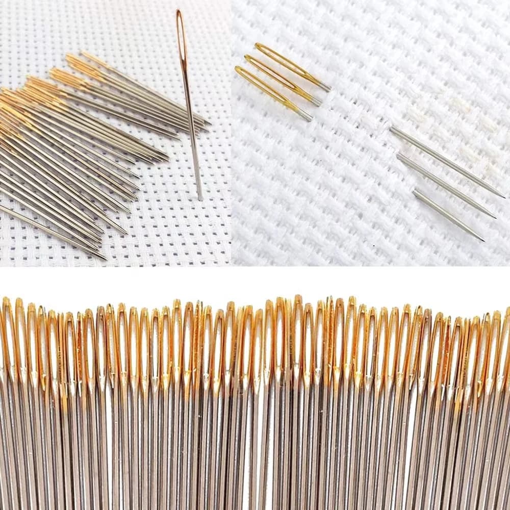 30 aghi per cucire a mano con 2 infila metallo aghi per cucire a occhi grandi ricamo fai da te kit da cucito per la casa