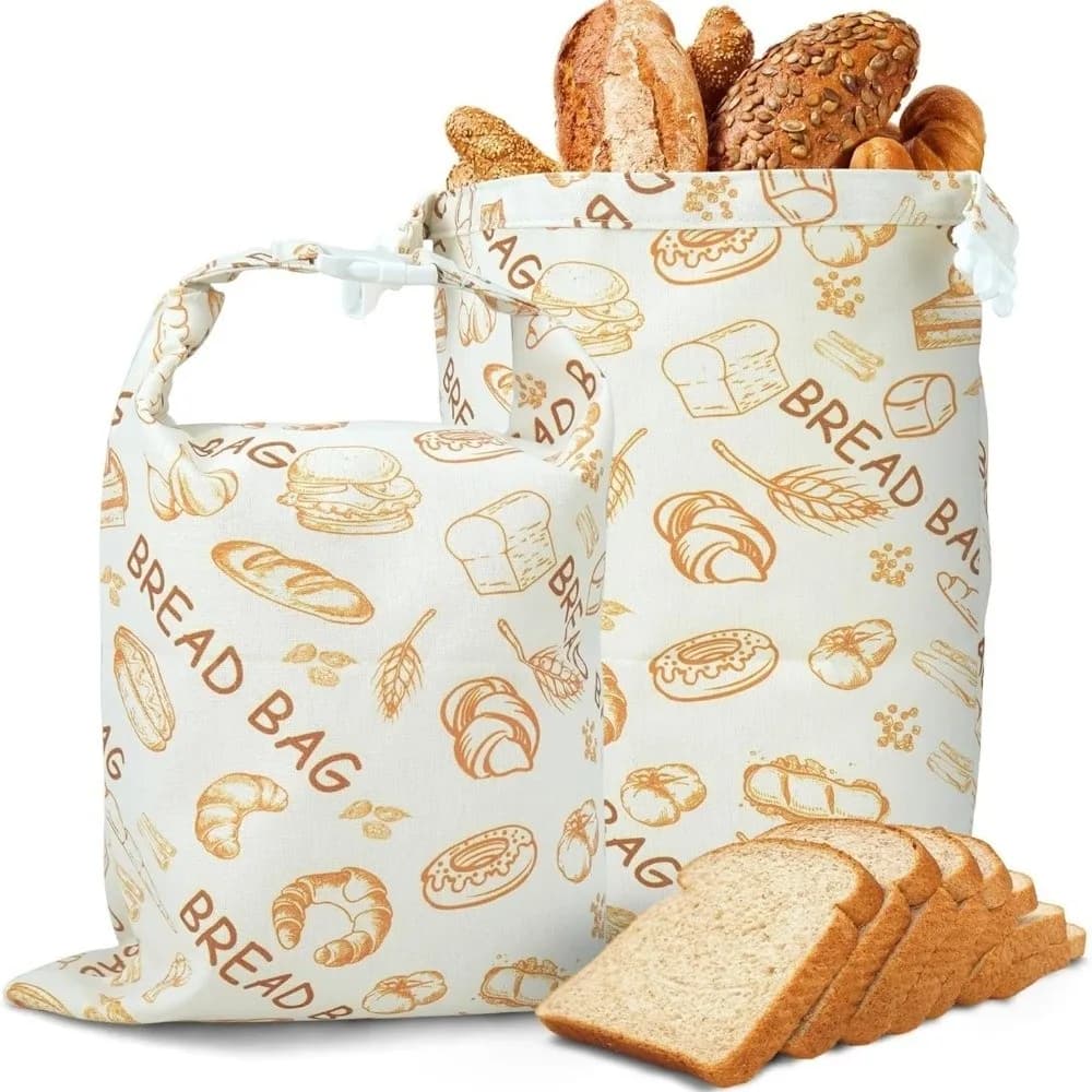 New Reusable Beeswax Bread Bags Cotton Beeswax Coated Fresh-Keeping Bread Bags Zipper Closure 43*33cm Sourdough Bag Freezer Use