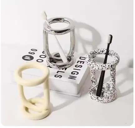 Portaspazzolino in Ceramica Semplice e Creativo, Porta Dentifricio, Contenitore per Spazzolini e Dentifricio, Accessori per il Bagno