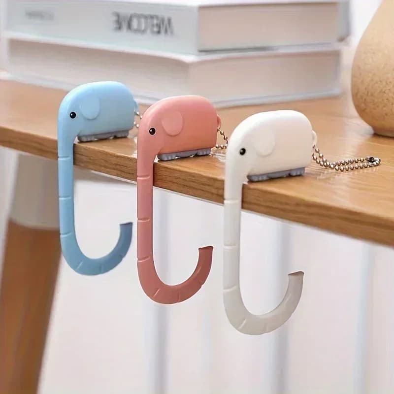 Gancio appendiborsa da scrivania creativo a forma di elefante, gancio portaoggetti portatile e rimovibile per ufficio, gancio multifunzionale per armadio