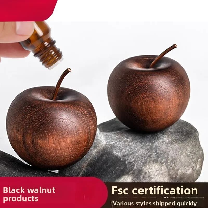 2 Apples, Black Walnut Solid Wood Creative Diffuser Apple Appearance Desk Decoration Living Room Decoration Home Accessories