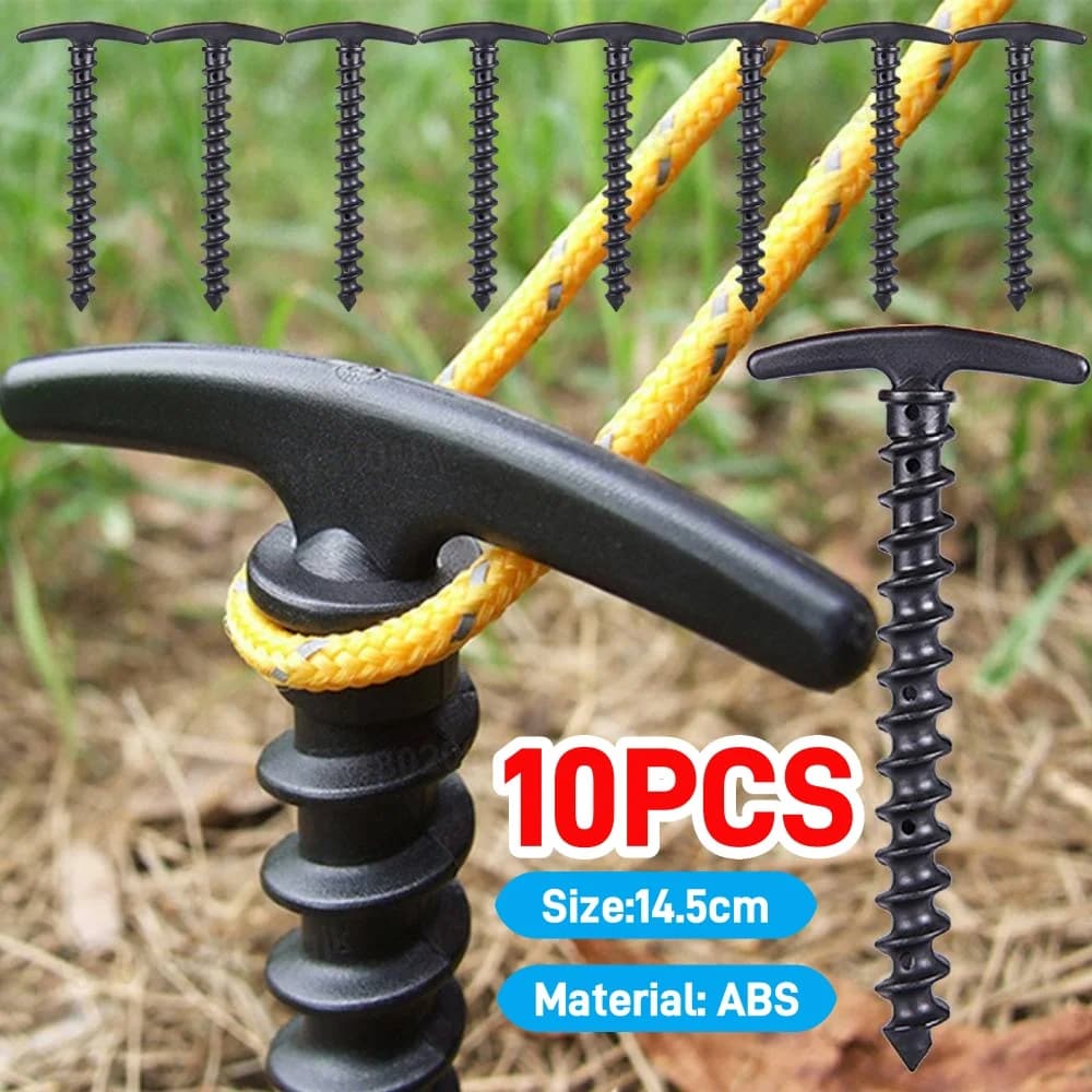 10 pz/set Vite Ancoraggio Picchetti Tenda Da Trekking Picchetti Perni Tenda Da Campeggio Esterna Picchetto Terra Chiodi A Spirale di Plastica Fissaggio Forniture