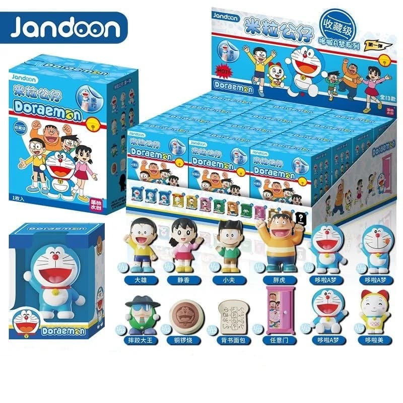 Jandoon Original Doraemon Blind Box Figure Doll Rice Grain Shizuka Dorami Mini Action Figure Model Toy Ornament Collection Gift