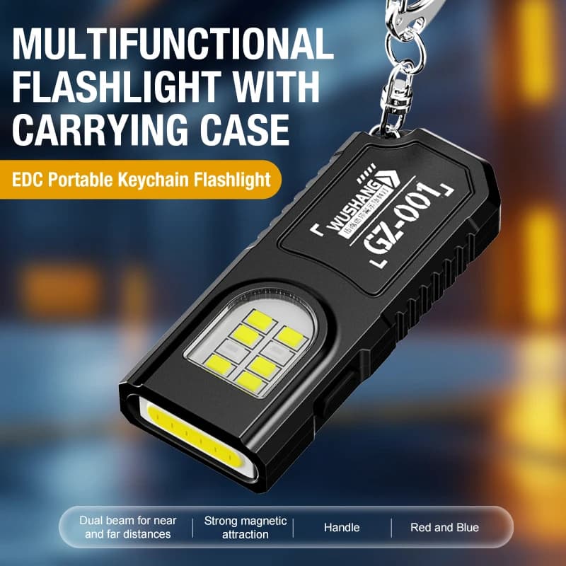 Portable COB LED Flashlight with Clip, USB Rechargeable, Powerful Mini Work Lantern for Outer with Magnet