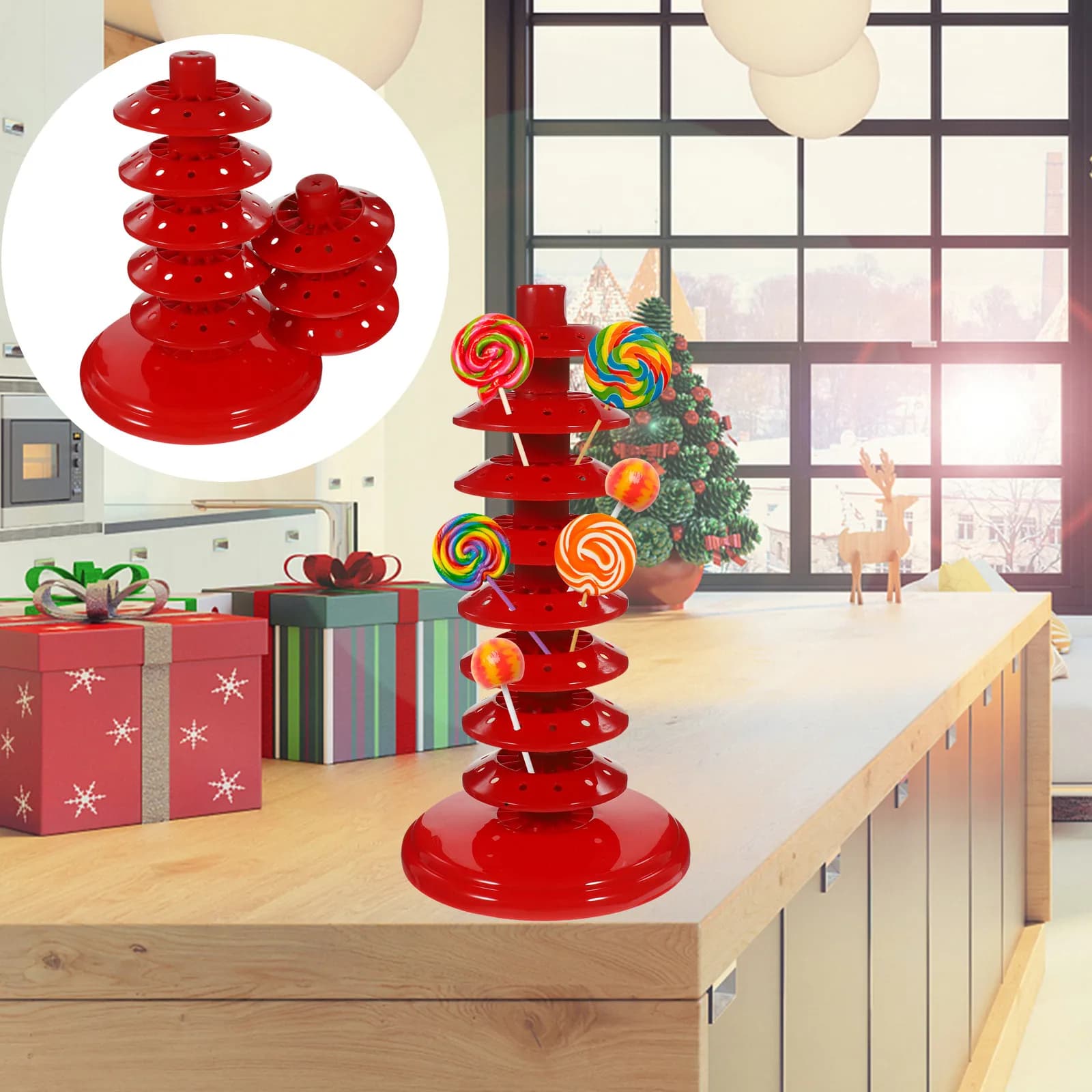 Tiered Lollipop Stand Strong Break-Resistant Plastic Display Rack for Cake Pops Lollipops Birthday Shop Decorative Tabletop