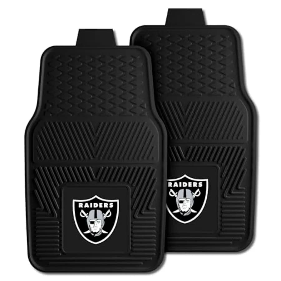 Set di 2 Tappetini per Auto in Vinile Resistente Las Vegas Raiders, Tappetini per Tutte le Stagioni, Protezione Universale, Vaschetta Profonda