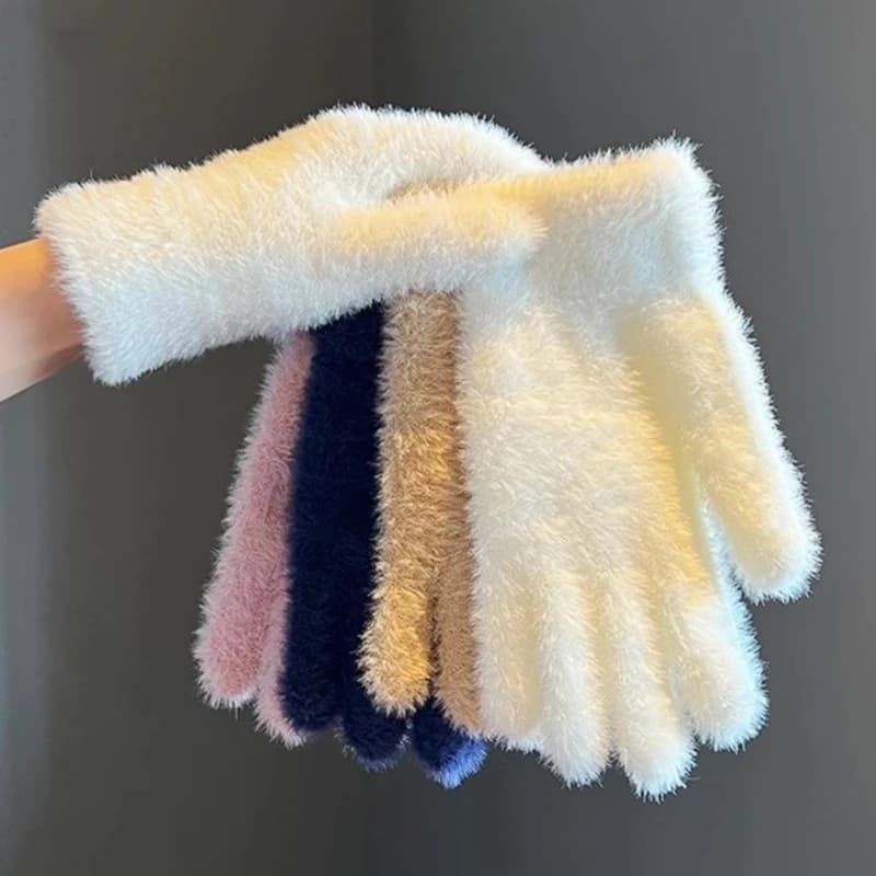 Women's Ins Trendy Plus Ins Trendy Plus Women's Winter Style Hot Cycling Wrist Gloves Soft and Soft Velvet Solid Color