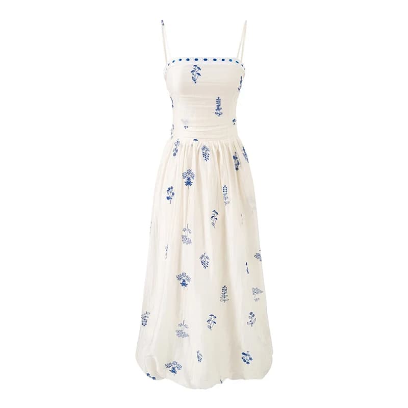 YENKYE Floral Embroidery Dresses sexy adherents and burglaries with fionda Elegant women's dresses for summer parties Beautiful girl Midi Robe