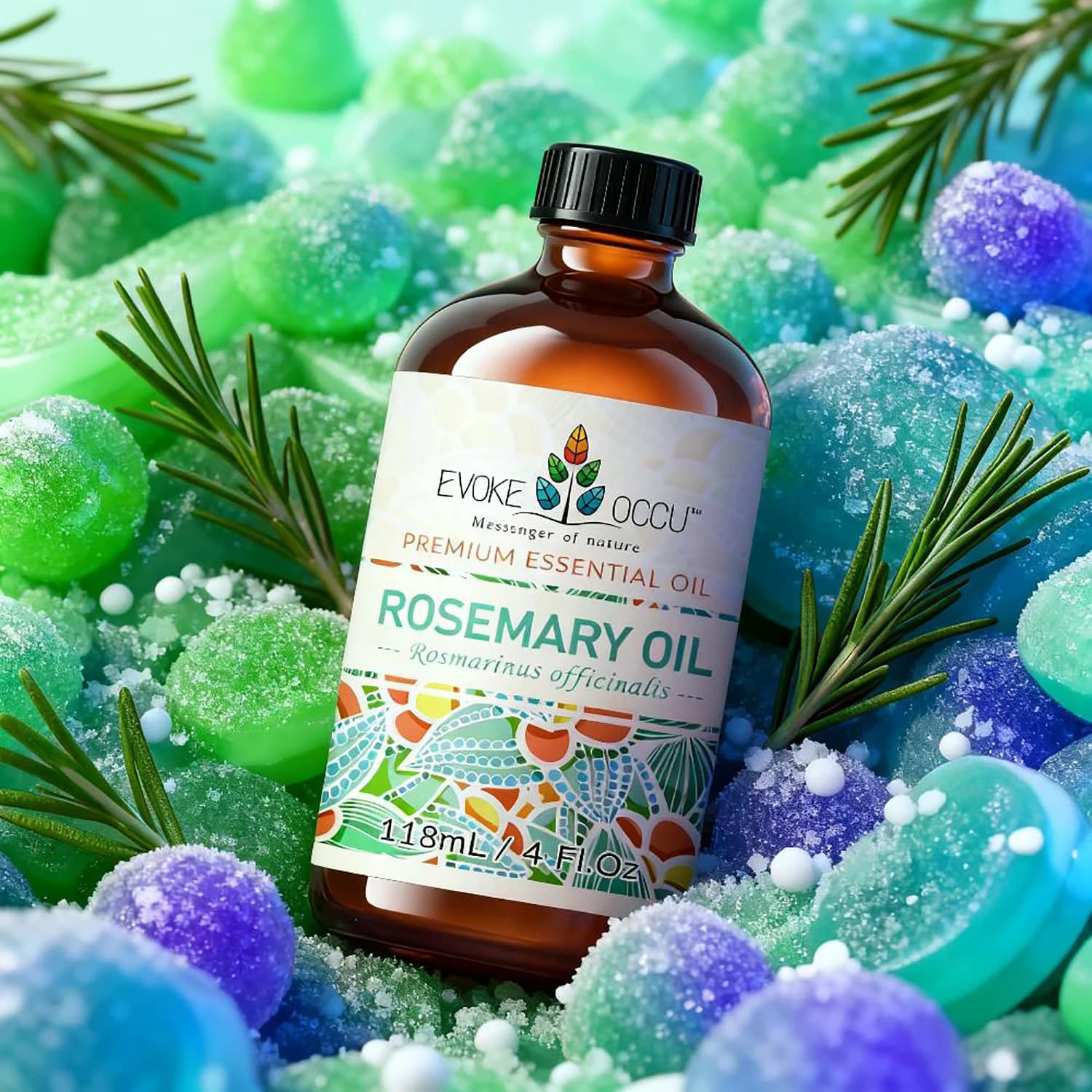 EVOKE OCCU Olio Essenziale di Rosmarino, 118ML/4 Fl.Oz. Olio Vegetale Premium per la Cura dei Capelli e Massaggi, da Aggiungere allo Shampoo, al Diffusore e all'Umidificatore