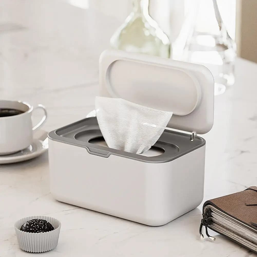 Tissue Case Bathroom Wet Wipes Dispenser Capacity Tissue Box Organizer Refillable Toilet Paper Holder with Wide Opening for Easy