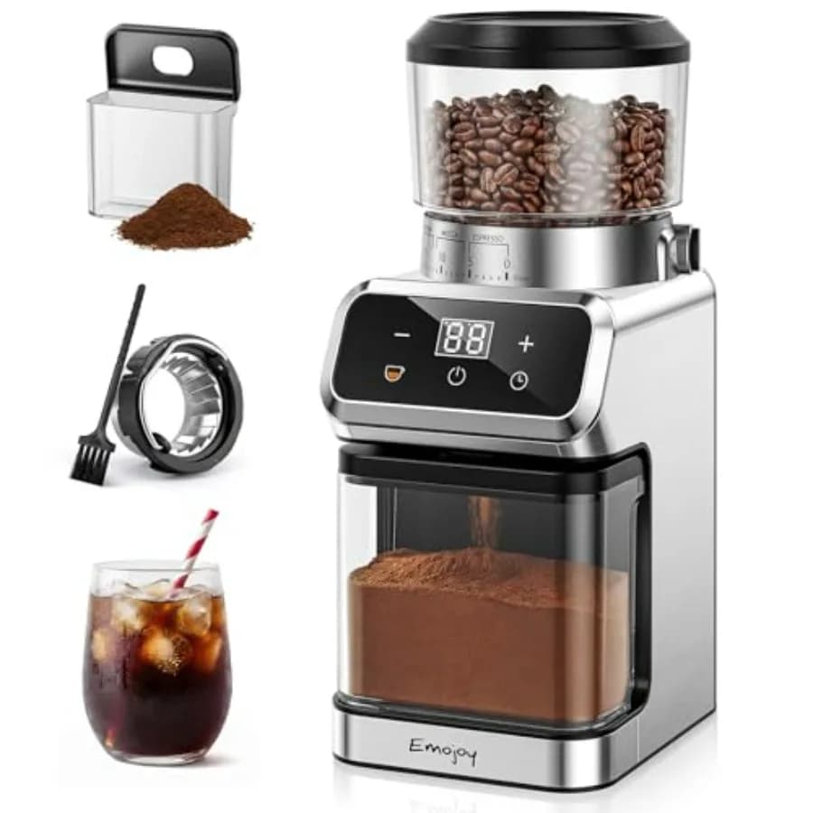 Burr Coffee Grinder Electric, 30 Grinding Settings Coffee Bean Grinder, Burr Coffee Grinder for Home Use, Touchscreen and LED C
