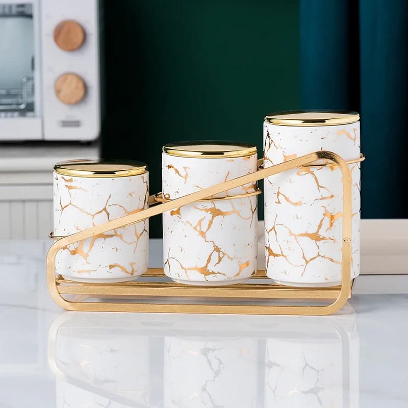 3 pezzi di barattoli ermetici in ceramica da cucina, set di contenitori per cereali, dispenser per spezie, barattoli con coperchio, contenitori per alimenti