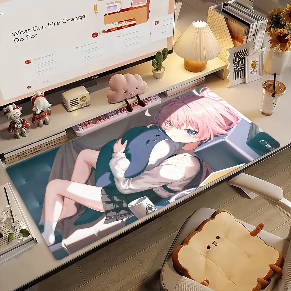 Large Student Council Speed Anime Girl Gaming Mouse Pad Non Slip Rubber Stitched Edge Oversized Desk Mat For PC Gamer Laptop