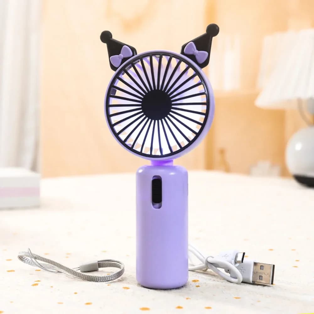 Kawaii Sanrio ventilatore elettrico carino Kuromi Cinnamoroll My Melody Cartoon portatile multifunzionale palmare ventilatore creativo ragazza regali