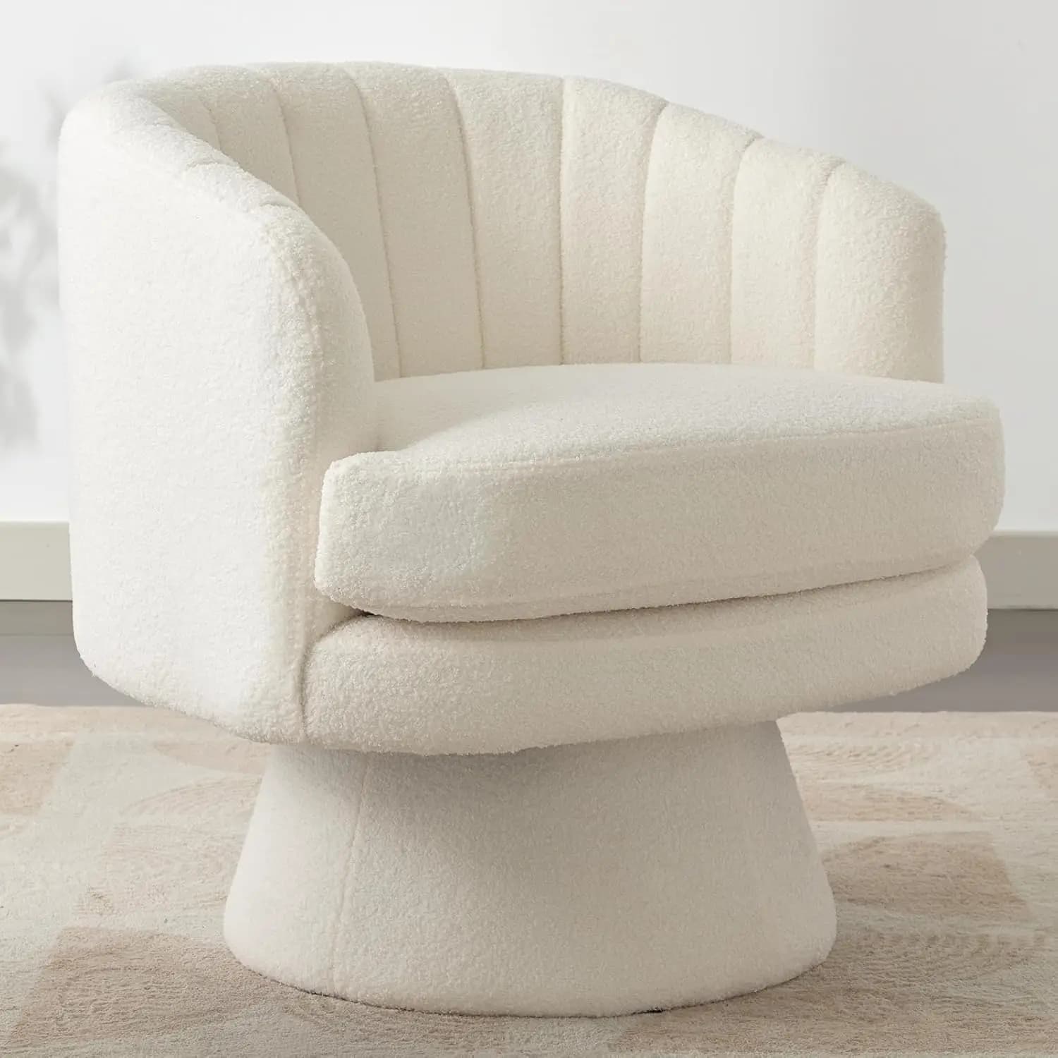 Modern Swivel Armchair, 360 Degree Design, Soft Bearing for Living Room, Bedroom, Beige
