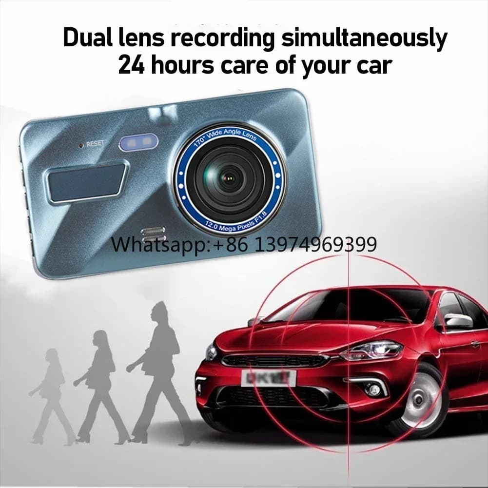 Mini 4 Inch Dual camer Dash Cam With 1080P HD Front and Rear View Night Vision for Complete Vehicle Recording factory