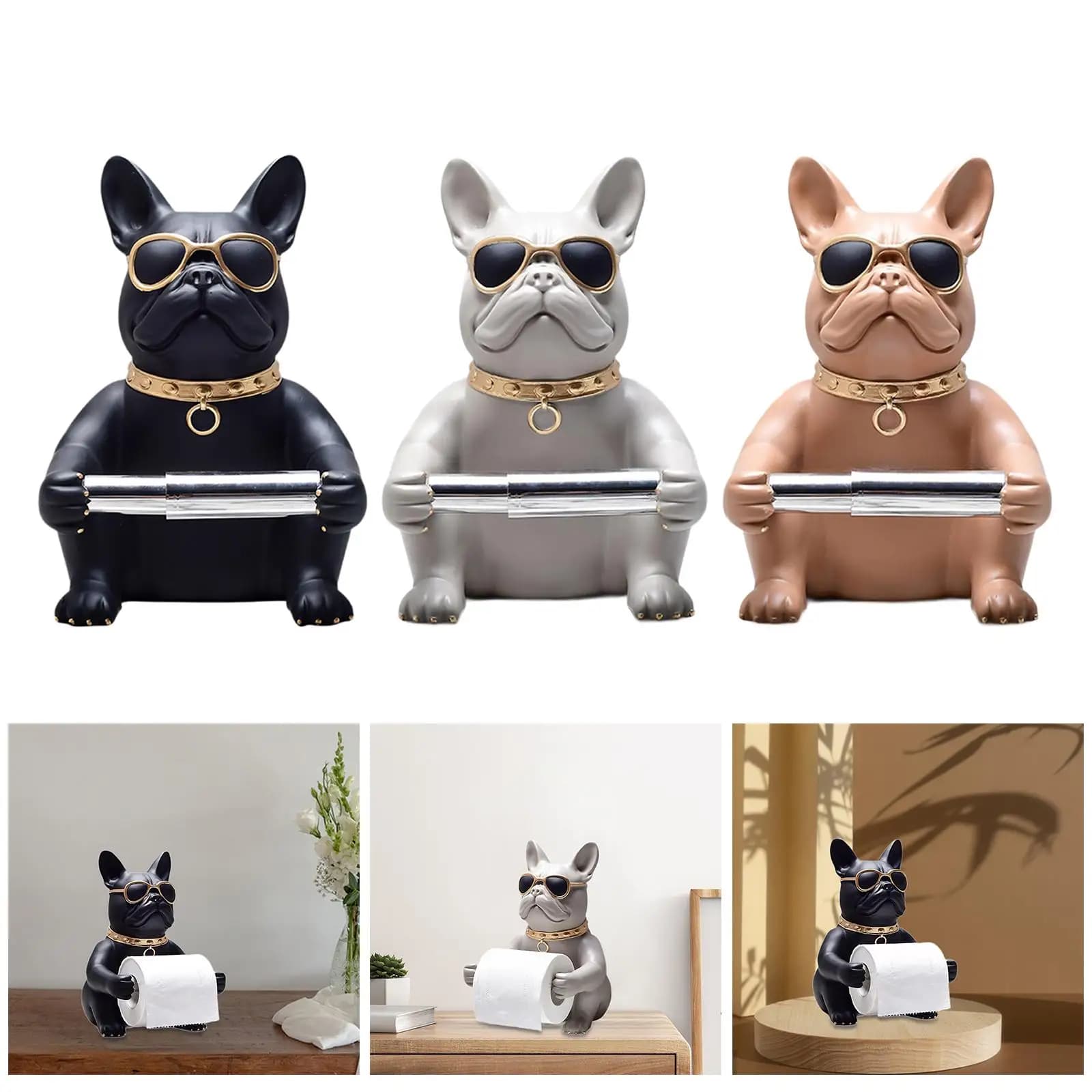 Statua di cane Ornamento da tavolo Porta carta igienica in stile europeo creativo per ristorante, portaoggetti per bagno, tavolo da pranzo per la casa