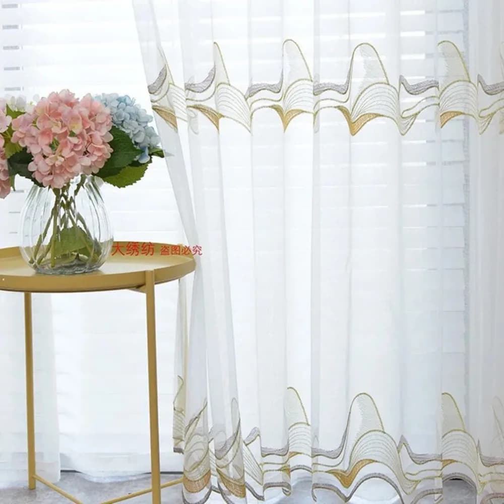 Fresh Wave Sheer White Embroidery Curtains Tulle for Bedroom Living Room Window Screens Lace Romantic Gauze for Balcony
