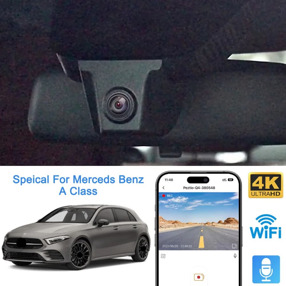 Mrec Dash Cam W176 W177 Dashcam 4K Wifi Dual Camera Front Rear Auto Dash Camera for Mercedes Benz A180 A200 A220 A250 A35 A45