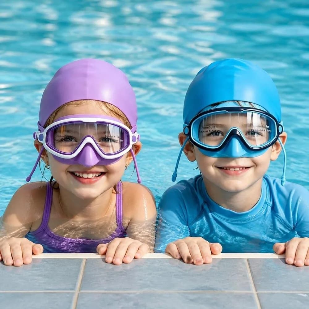 Anti-Fog Kids Swim Goggles UV Protection Leak-proof Swim Goggles Cap Set HD View Professional Diving Eyewear Learning Swimming