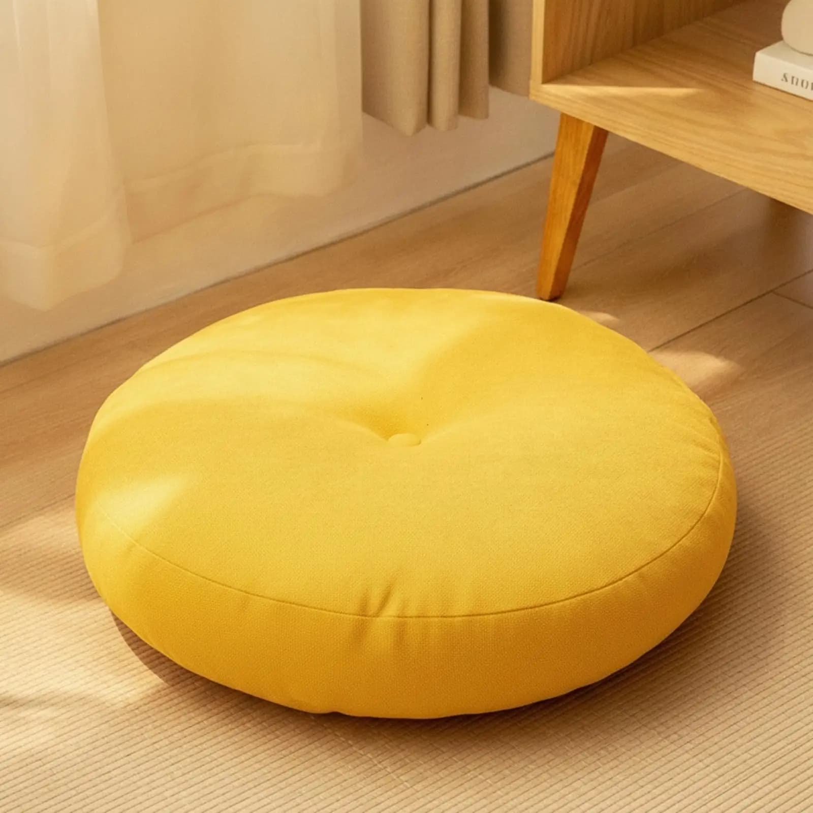 Extra Large Round Floor Cushion Breathable Cotton Linen Cover EPE Filling Cute Cushion for Yoga Meditation Casual Seating