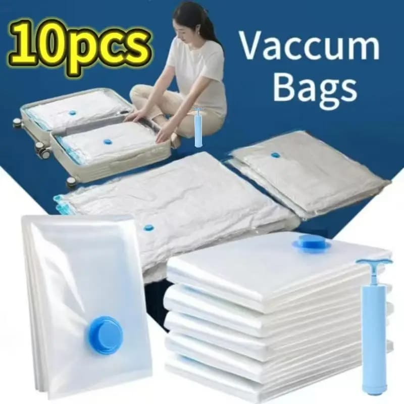 Sacchetti sottovuoto spessi da 1-10 pezzi, sacchetti sottovuoto trasparenti per piumoni, sacchetti per la conservazione e l'organizzazione di vestiti domestici