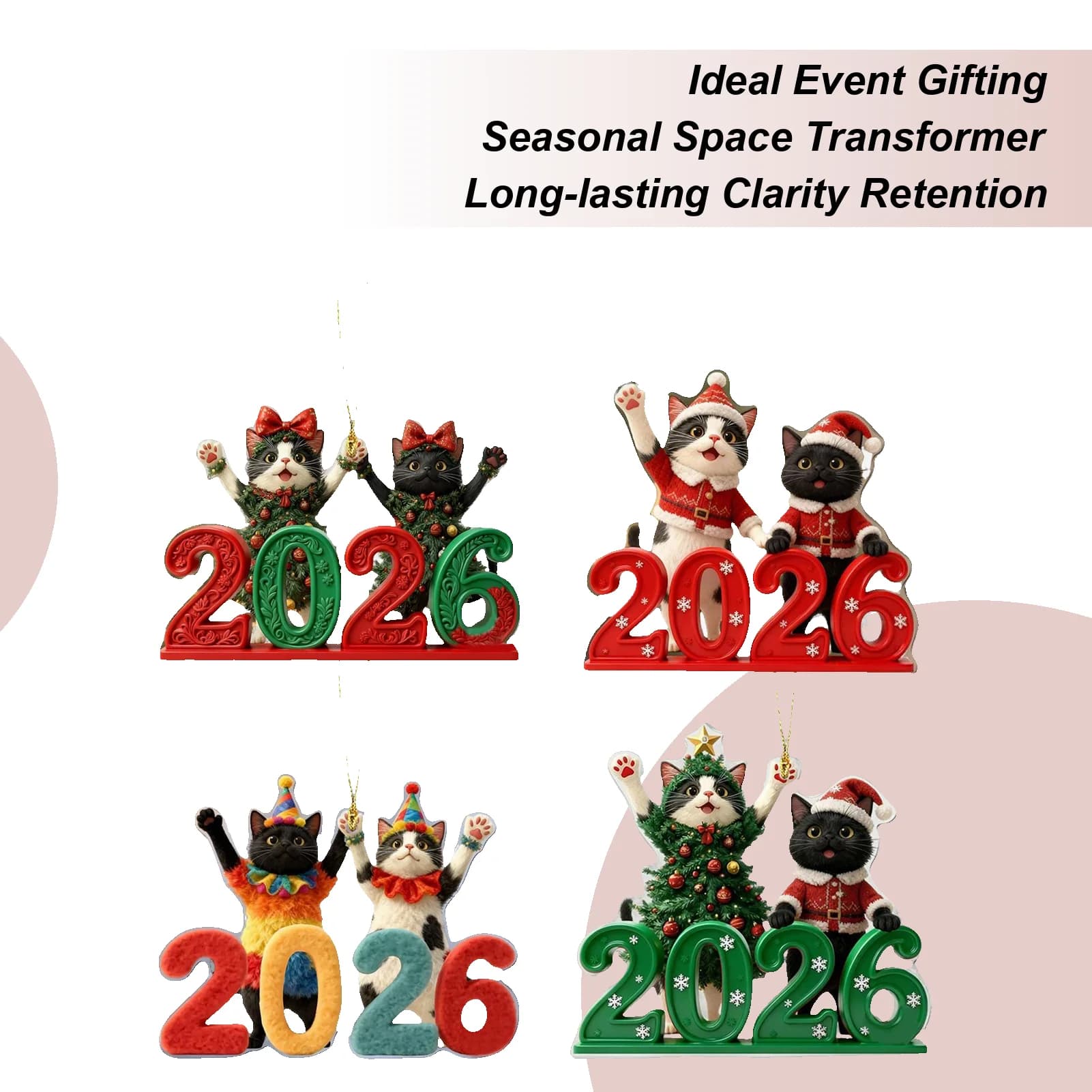 Decorative Pendant for Christmas cats flat 2D Christmas tree decorations 2D cute cats pendants Decorative ornament for small kitten tree