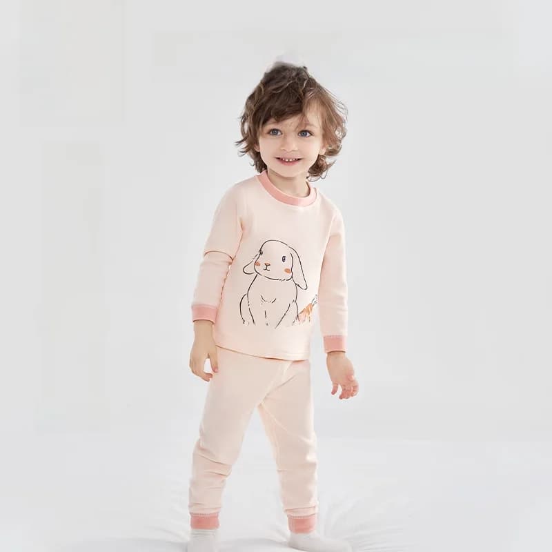 Set di biancheria intima termica per bambini OUYUN, foderato in pile, maniche lunghe, pantaloni, invernale, caldo, antistatico, unisex