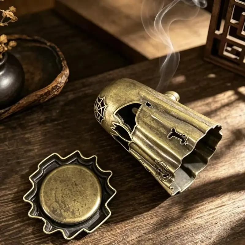 Vintage Ghost Pumpkin Incense Holder Handcrafted Resin Fragrance Diffuser Halloween Home Party Gift for Friends