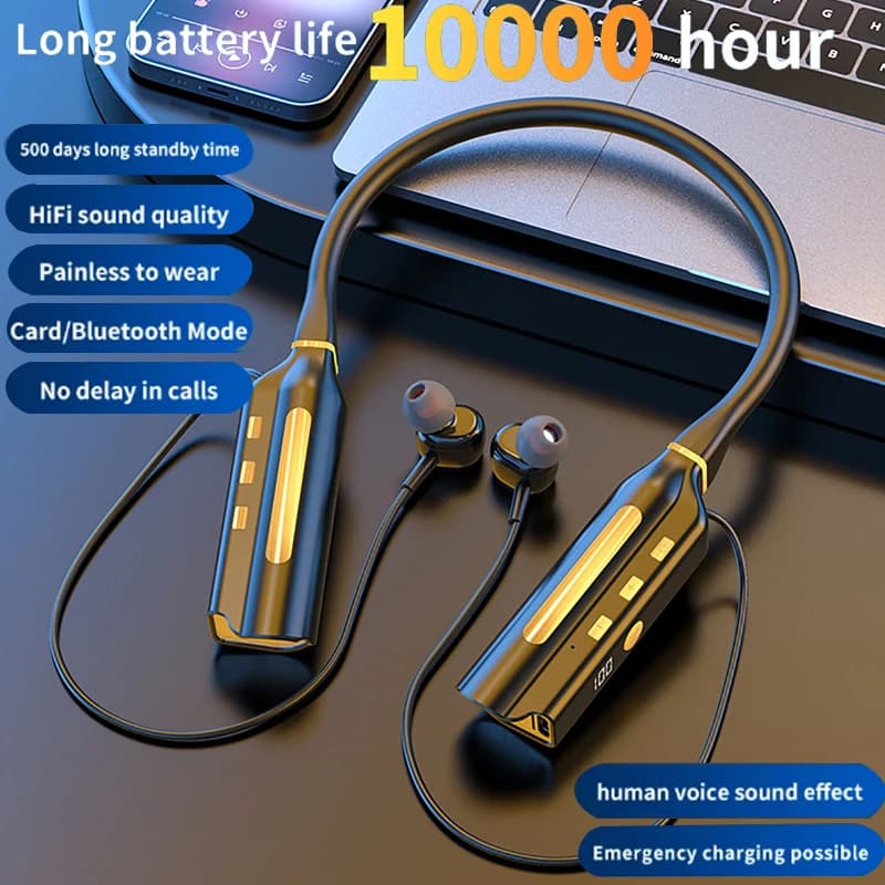 10000mAh 10000 ore di riproduzione auricolari Bluetooth Wireless Sport magnetici cuffie da corsa archetto da collo auricolari sportivi riduzione del rumore