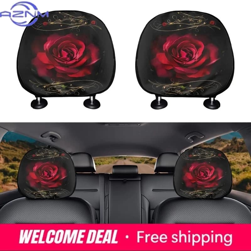 Copri Poggiatesta Auto a Forma di Rosa Rossa, Ideale per Lunghi Viaggi, Allevia la Fatica del Collo, Protezione Decorativa per Sedile Auto