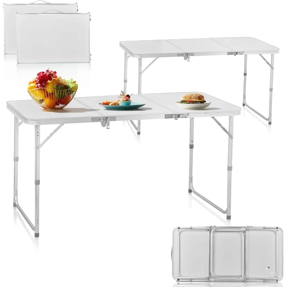 Tavolo da campeggio pieghevole da 4 piedi, tavolo da esterno leggero portatile per viaggi, picnic, cucina, spiaggia, tavolo da campeggio pieghevole, tavolo per Gr