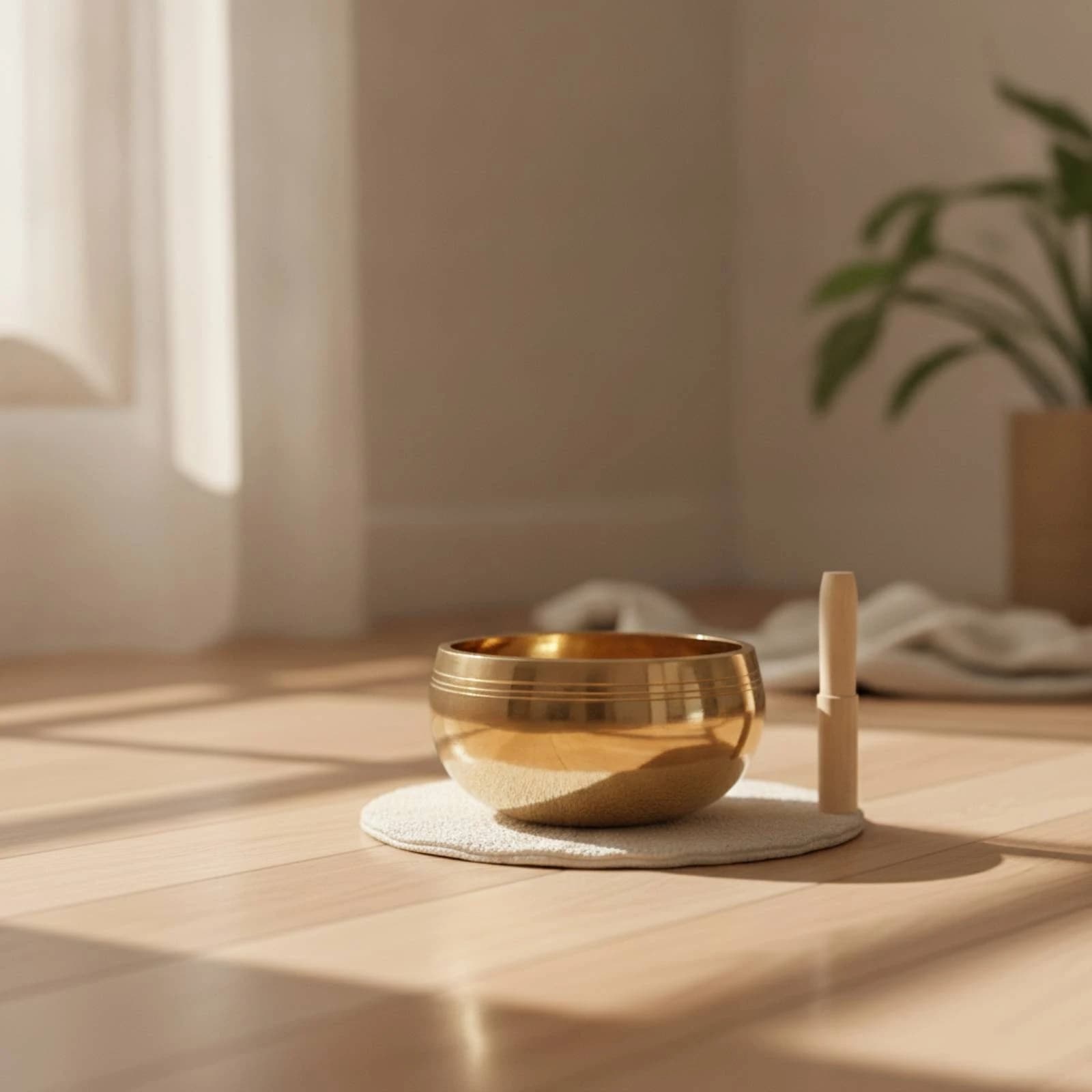 Singing Bowl with Wooden Striker Resonant Copper Singing Bowl Calming Portable for Meditation Practitioners, Spiritual Practice