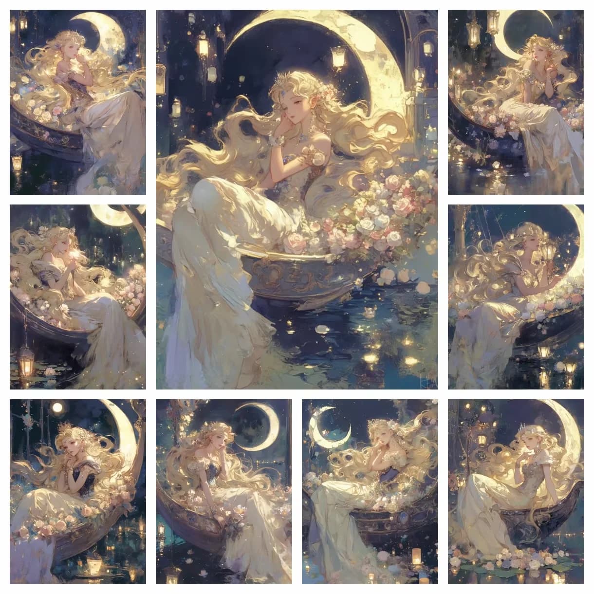Kit Pittura Diamante 5D Fai da Te, Nuovo Ricamo Mosaico Punto Croce, Principessa Luna, Decorazioni per la Casa, Regalo per Bambini, Artigianato