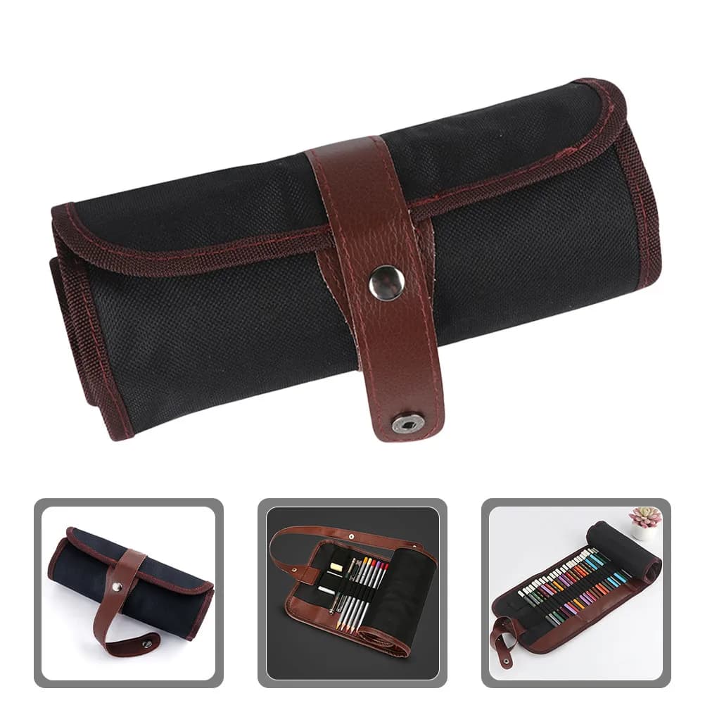 Astuccio Arrotolabile in Tela per Matite Colorate, Organizzatore con 36 Scomparti, Portatile e Pieghevole, per Disegno e Pittura