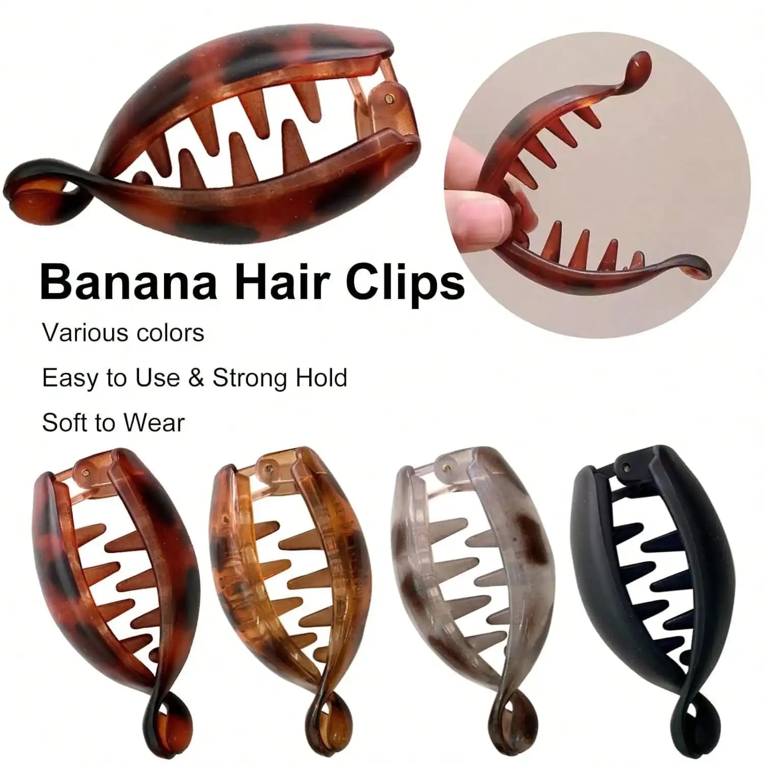 4Pcs Small Banana Clips, Banana Clip For Ponytail Hair,Hair Claw Clips,Mini Hair Jaw Clips Barrettes Styling Accessories For Women Girls Thick Thin Hair