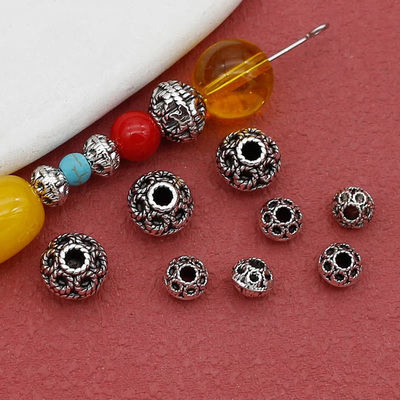 20pcs/Lot Retro Simple Small Circles Oval Loose Beads 5.5/8.5mm Jewelry Ornaments Metal Spacer Charms DIY Necklace Bracelets
