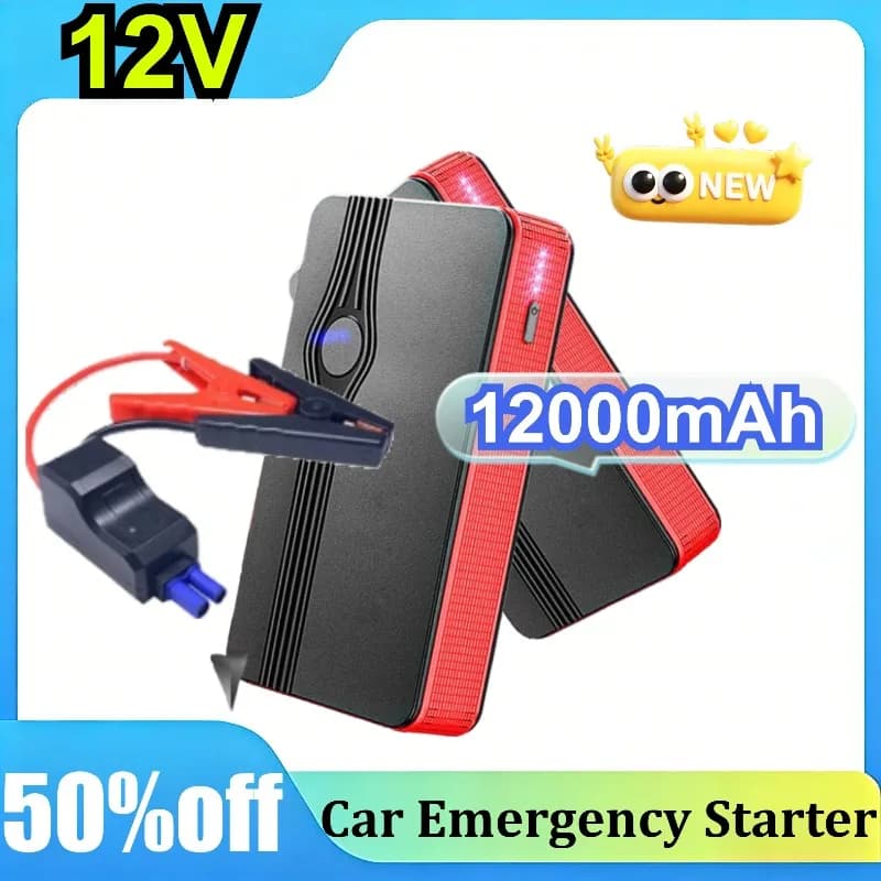 Avviatore di Emergenza Portatile per Auto 12V 12000mAh, Dispositivo di Avviamento Rapido con Ricarica Veloce