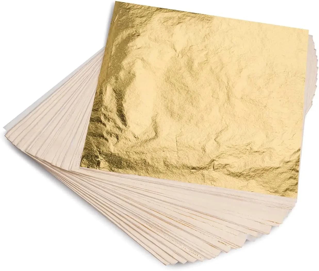 100 Fogli di Foglia d'Oro 14x14 cm per Unghie, Arte, Fai da Te, Decorazioni per la Casa, Artigianato