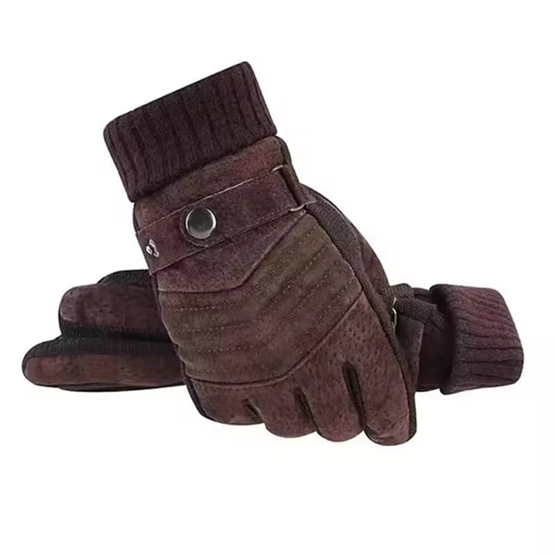 Guanti da uomo invernali per ciclismo e moto, antivento, isolanti dal freddo, in pelle, touch screen, antiscivolo, con fodera in pile spesso